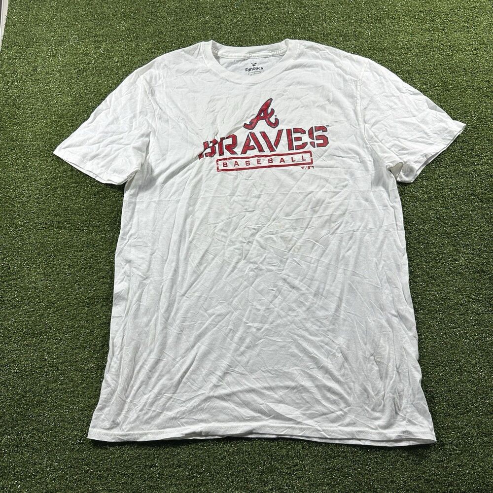 Atlanta Braves Fanatics Men's Large White T-Shirt NWOT MLB Baseball